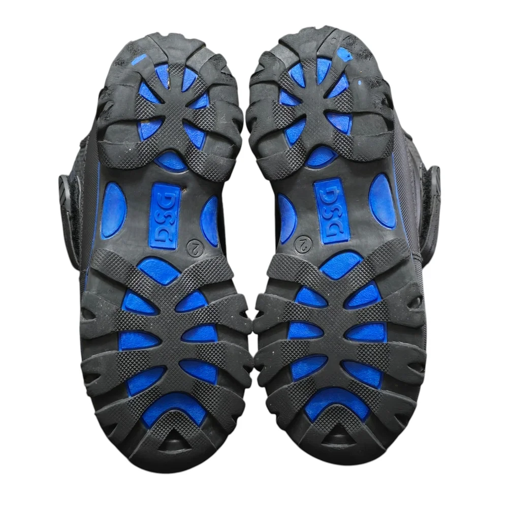 DSG Winter Snow Boots Boys Size 2 Kids Warm Insulated Black Blue Gray